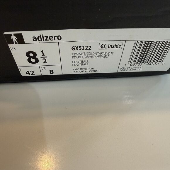 Adidas Adizero White Gold Metallic Football Cleats GX5122 Men Size 8.5 New Rare main image 5